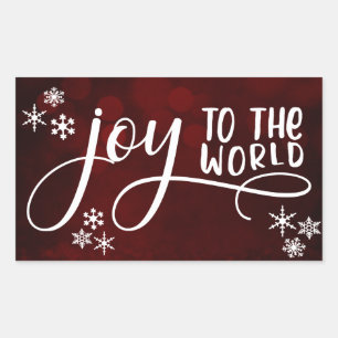 Joy to the World Typography and Snowflakes Sticker