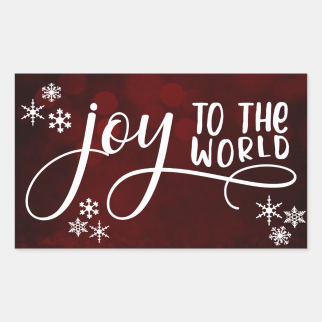 Joy to the World Typography and Snowflakes Sticker (Front)