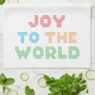 Joy To The World Typography Christmas Kitchen Towel