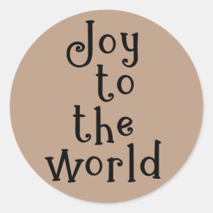 Joy to the World Typography Holiday Kraft Classic Round Sticker