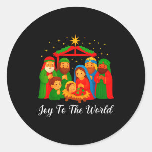 Joy To The World Ugly Christmas Sweater Xmas Squad Classic Round Sticker