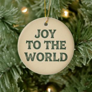 Joy to the World Vintage Christmas Decor Ceramic Ornament