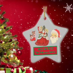 Joy to the World Vintage Christmas Monogram   Ceramic Ornament