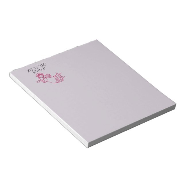 Joy to the World With Jubliant Angel Outline Red Notepad (Angled)