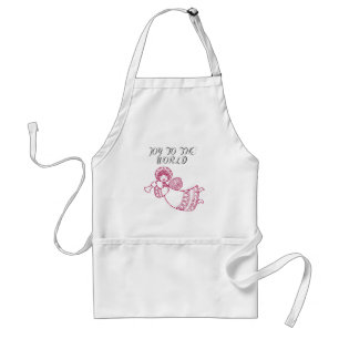 Joy to the World With Jubliant Angel Outline Red Standard Apron