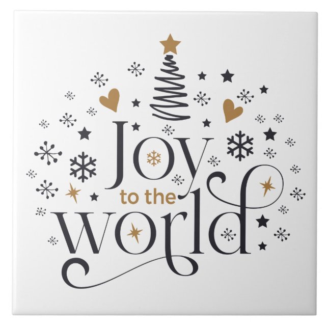Joy To The World Word Art Ceramic Tile (Front)