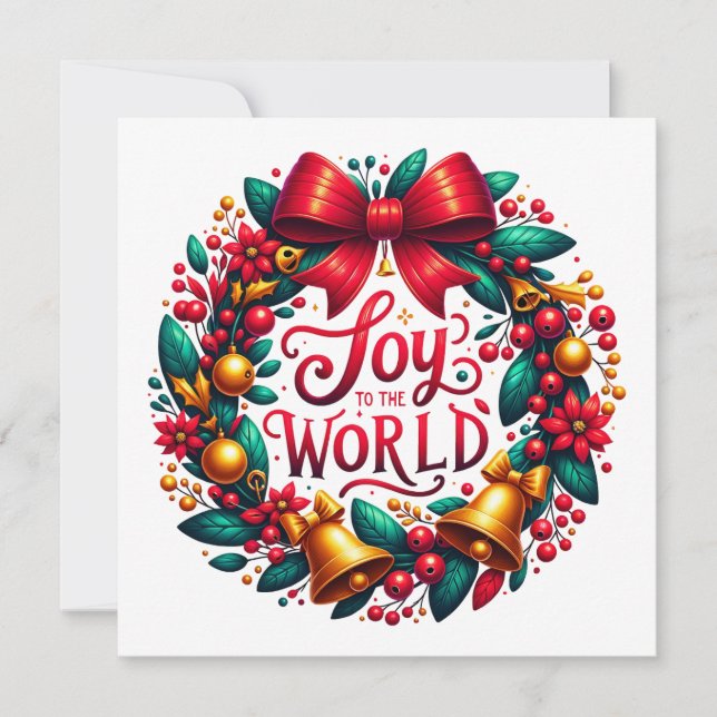 Joy to the World Wreath Greeting Card (Front)