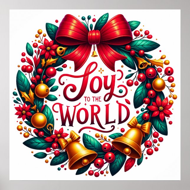 Joy to the World Wreath Poster (Devant)