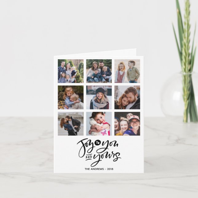 Joy to you | 9 Square photo Typography Holidays Card (Front)