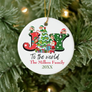 Joy Tree Christmas Customizable Name   Ceramic Ornament