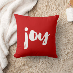 Joy trendy white font throw pillow