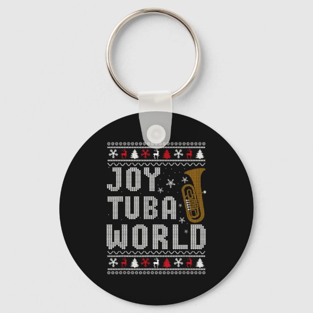 Joy Tuba World Funny Music Lover Ugly Christmas Sw Keychain (Front)