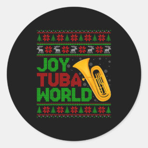 Joy Tuba World Music Lover Xmas Tuba Ugly Christma Classic Round Sticker