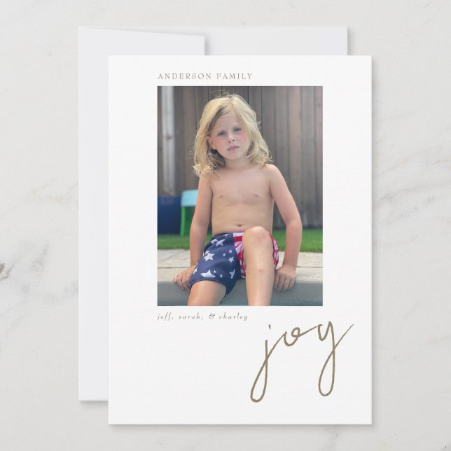 Joy Two Photo Flat Holiday Card (Front)