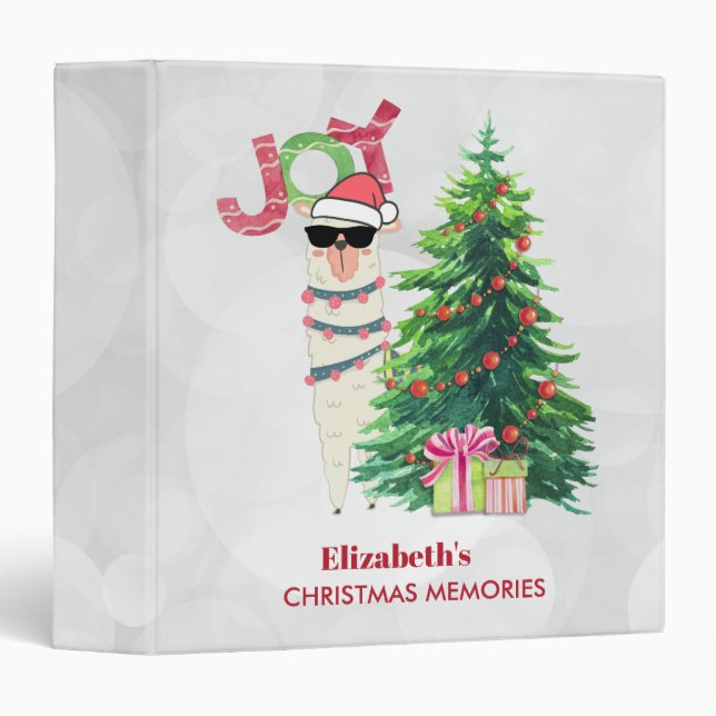 Joy Typography | Christmas Llama behind a Tree Binder (Front/Spine)