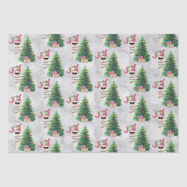 Joy Typography | Christmas Llama Pattern Tissue Paper (Front)