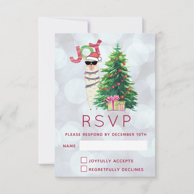 Joy Typography | Christmas Llama RSVP Card (Front)