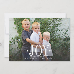 JOY Typography Christmas Tree Family Photo Flat Holiday Card