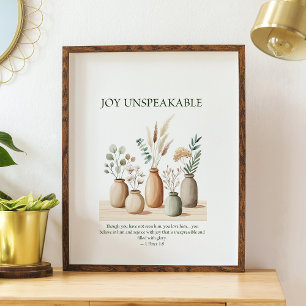 Joy unspeakable, floral Christian wall art 
