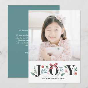 JOY Watercolor Holiday Foliage and Flowers Photo