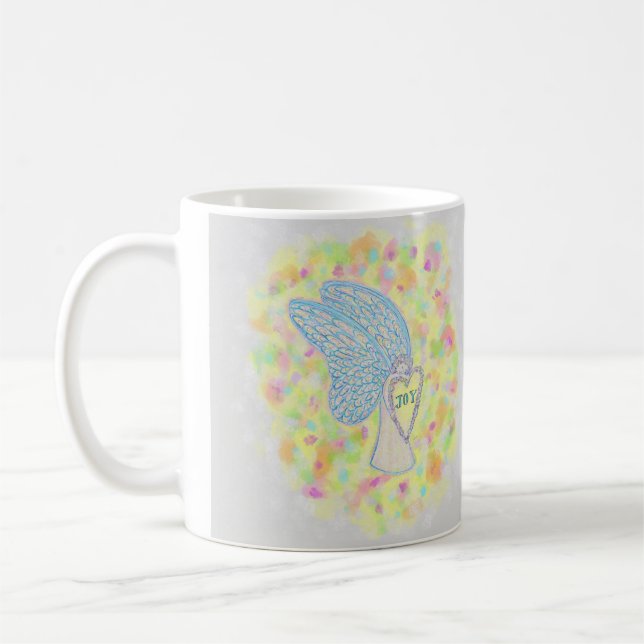 Joy White Guardian Angel Art Coffee Cups or Mugs (Left)