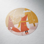Joy Winter Holiday | Cute Christmas Woodland Fox Classic Round Sticker<br><div class="desc">Add a touch of woodland charm to your holiday season with this adorable Christmas sticker featuring a cute fox in a snowy forest scene beneath the word “Joy.” Designed in a cozy Scandinavian inspired style with soft winter colours and gentle woodland details, this festive animal sticker is perfect for sealing...</div>