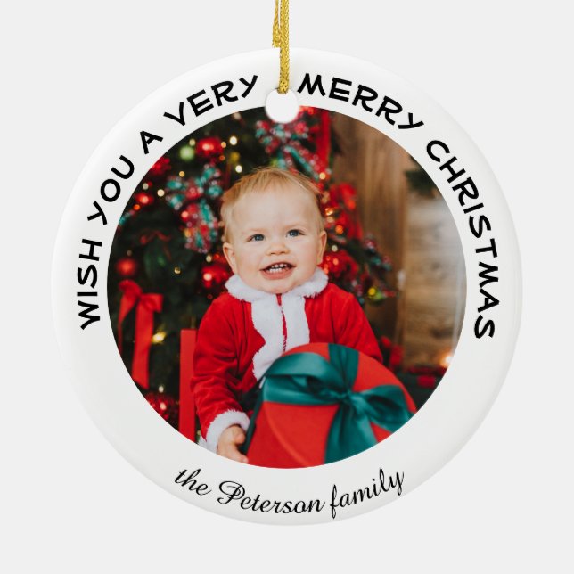 JOY | Wish You a Very Merry Christmas Ceramic Ornament (Back)