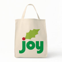 Joy with Holly Leaf and Berry Organic Grocery Tote