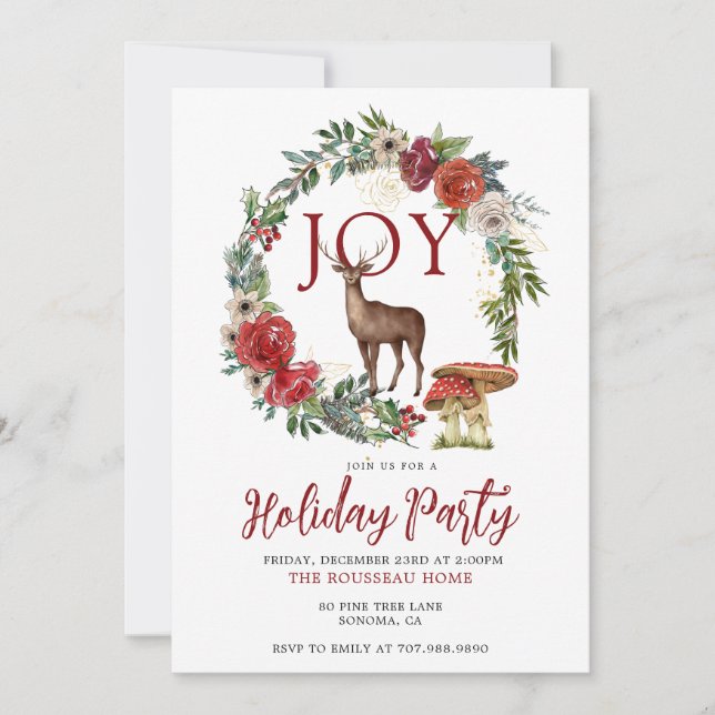 Joy Woodland Stag Fête Invitation (Devant)