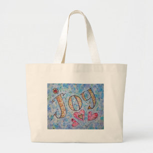 Joy Word Pink Hearts Art Tote Bag