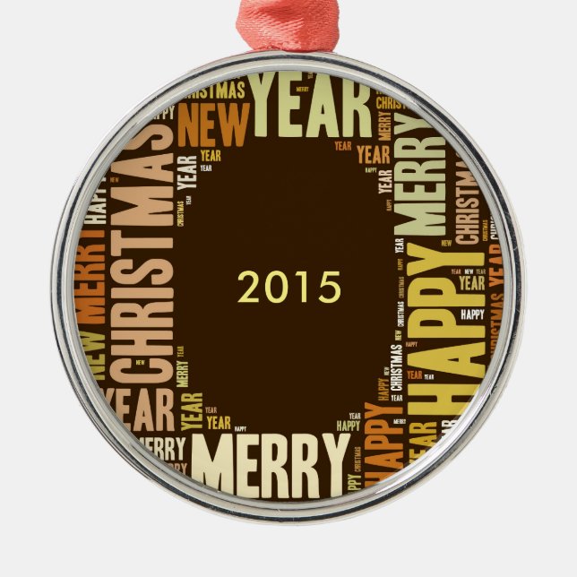 JOY Wordcloud Christmas Metal Ornament (Front)