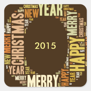 JOY Wordcloud Christmas Square Sticker