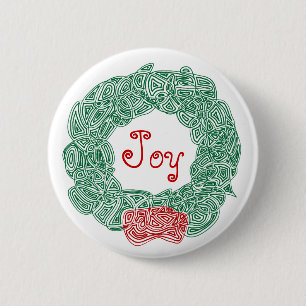 Joy Wreath 2 Inch Round Button