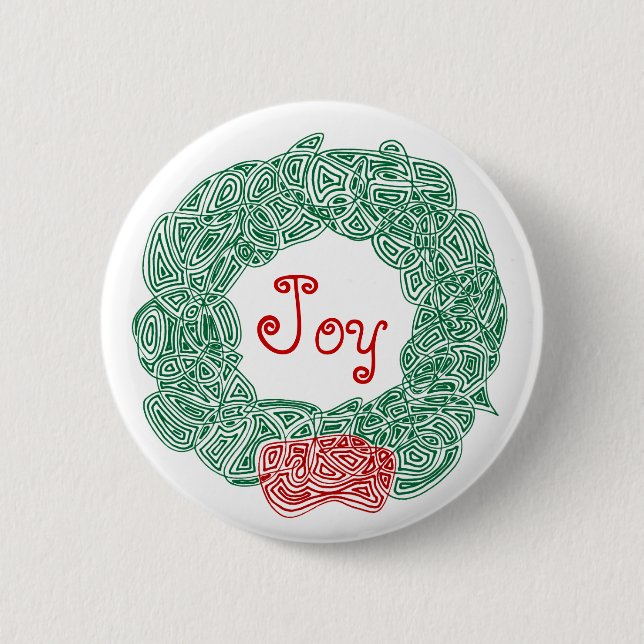 Joy Wreath 2 Inch Round Button (Front)