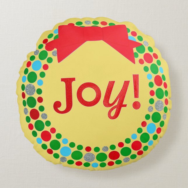 Joy Wreath Round Pillow (Front)