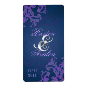 Joyau en argent violet Mariage Étiquette à vin