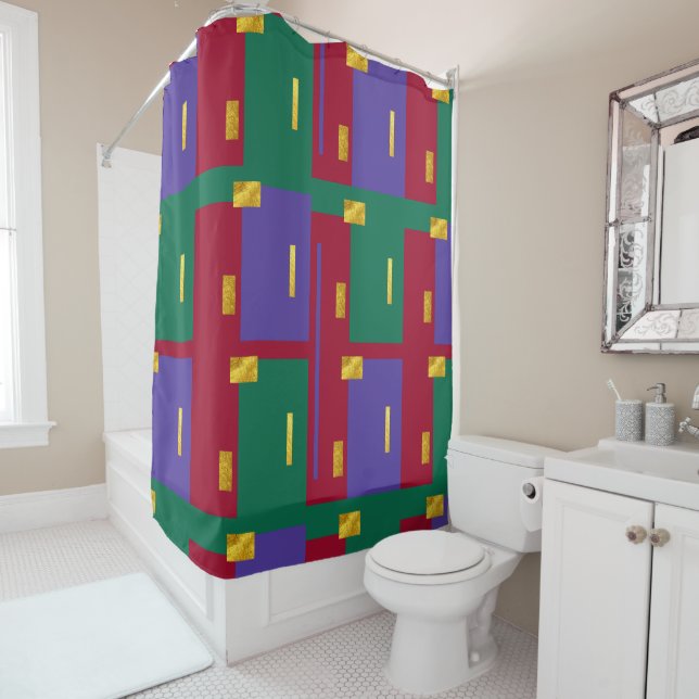 Joyau Tons Moderne Géométrique Douche Rideau (En situation)