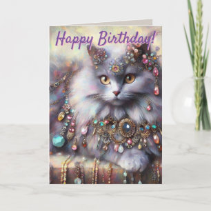 Joyaux de chats à cheveux longs Carte d'anniversai