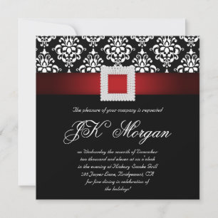 Joyaux Invitations de la fête de Noël Rouge Noir B