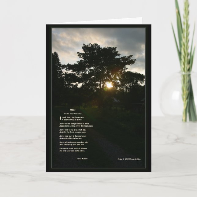 Joyce Kilmer poem Trees 5x7 folded note card (Front)