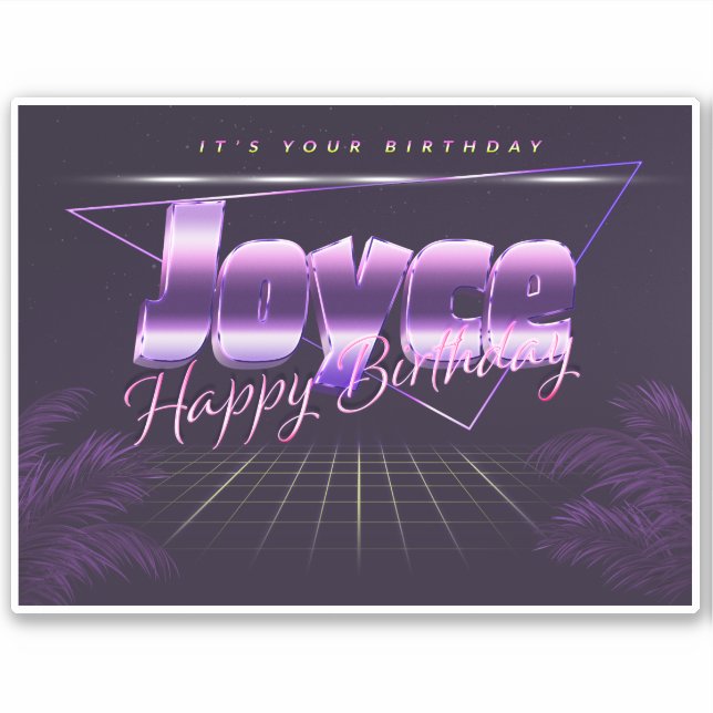 Joyce Name First name lila retro Sticker Birthday (Front)