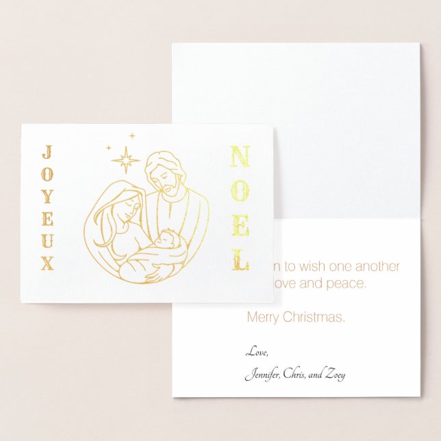 Joyeaux Noel Nativity Scene Christmas Foil Card (Display)
