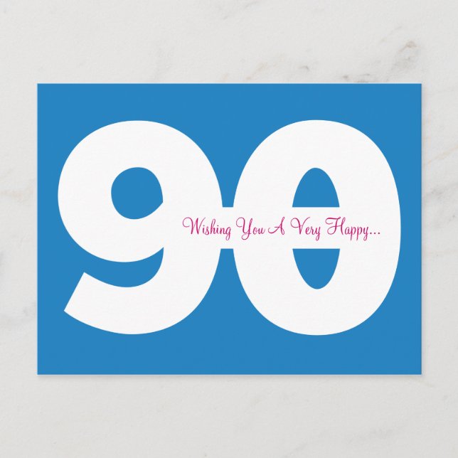 Joyeuse 90e Anniversaire Carte postale - en bleu (Devant)