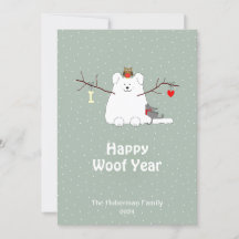'Joyeuse année canine' Carte de vœux plate de Noël
