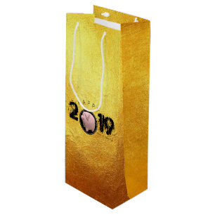 Joyeuse année PIg 2019 Vin d'or original 3D sac G