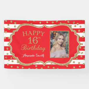 Joyeuse bannière 16e anniversaire Parties scintil