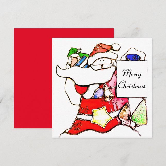 Joyeuse carte à plat Père Noël Christmas (Devant / Derrière)