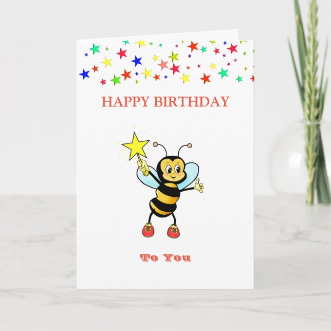 Joyeuse carte Bee & Stars (Devant)