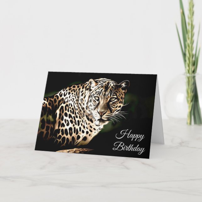 Joyeuse carte blanche de Cool Leopard anniversaire (Devant)