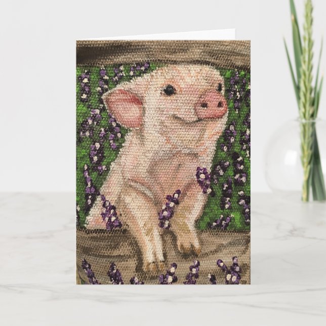 Joyeuse carte blanche pour cochon (Devant)